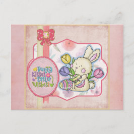 Niedlich Pink Bunny Kisses Osterwünsche Postkarte