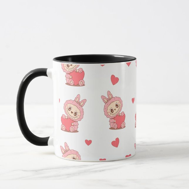 Niedlich Pink Bunny Monster Holdem Herz - Kawaii L Tasse (Links)