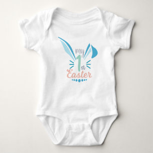 Niedlich Pink Bunny Oars mein 1. Osterbaby Baby Strampler