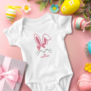 Niedlich Pink Bunny Ribbon First OsterGirl Baby Strampler