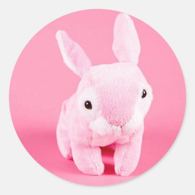 Niedlich Pink Bunny Runder Aufkleber (Vorderseite)