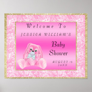 Niedlich Pink Bunny "Welcome" Poster