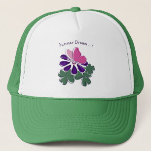 Niedlich Pink Butterfly Lila Blume Doodle Sommer Truckerkappe