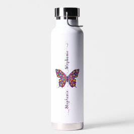 Niedlich Pink Butterfly Name Minimalistisch Person Trinkflasche