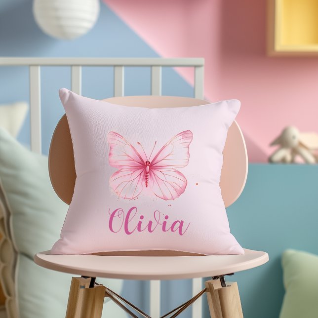 Niedlich Pink Butterfly Personalisiert Girls Cushi Kissen (Von Creator hochgeladen)