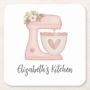 Niedlich Pink Cake Mixer Küche Rechteckiger Pappuntersetzer