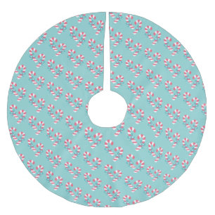 Niedlich Pink Candy Cane Pattern - Aqua Blue Chris Polyester Weihnachtsbaumdecke