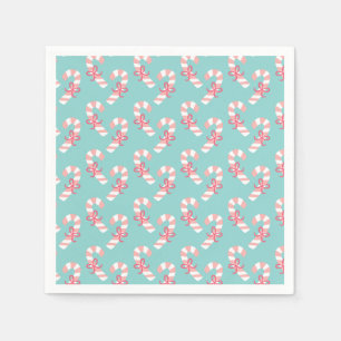 Niedlich Pink Candy Cane Pattern - Aqua Blue Chris Serviette