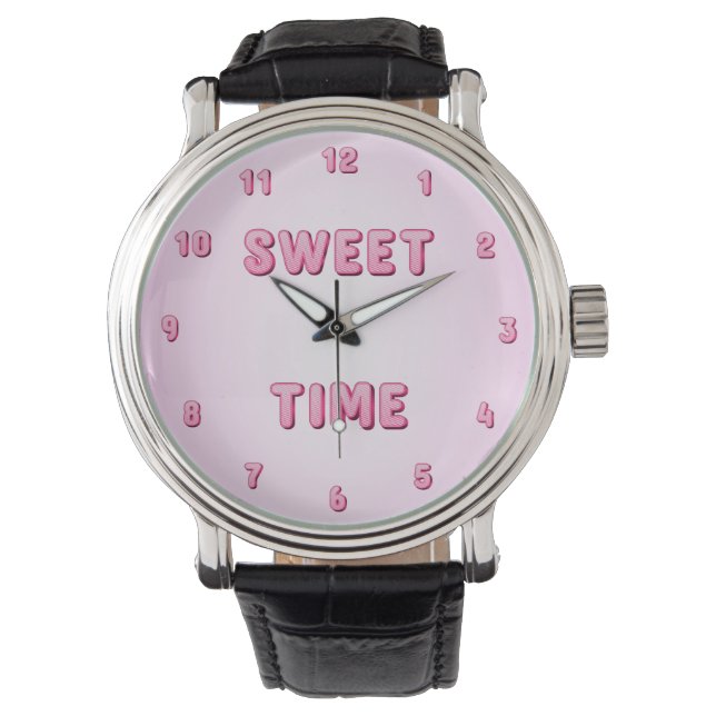Niedlich Pink Candy Sweet Time Armbanduhr (Vorderseite)