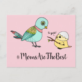Niedlich Pink Cartoon Baby Bird Beste Mama Postkarte