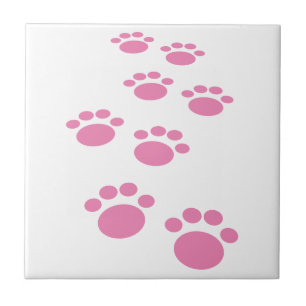 Niedlich Pink Cartoon Pet Paw Trail Keramik Tile Fliese