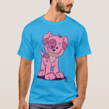 Niedlich Pink Cartoon Welpe T - Shirt