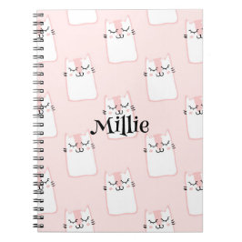 Niedlich Pink Cat Individuelle Name School Notizblock
