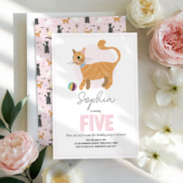 Niedlich Pink Cat Kindergeburtstag Einladung