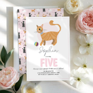 Niedlich Pink Cat Kindergeburtstag Einladung