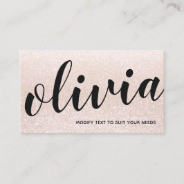 Niedlich Pink Champagne Glitzer Script Calligraphy Visitenkarte