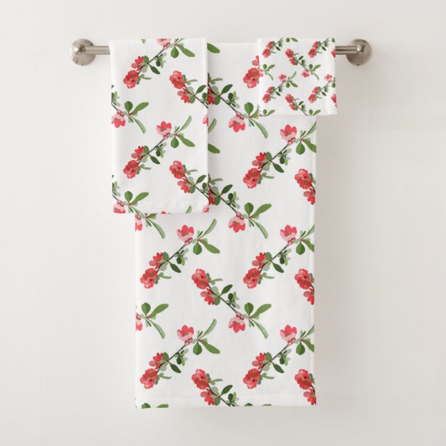 Niedlich Pink Cherry Blossom Blume Paint Badhandtuch Set (Insitu)