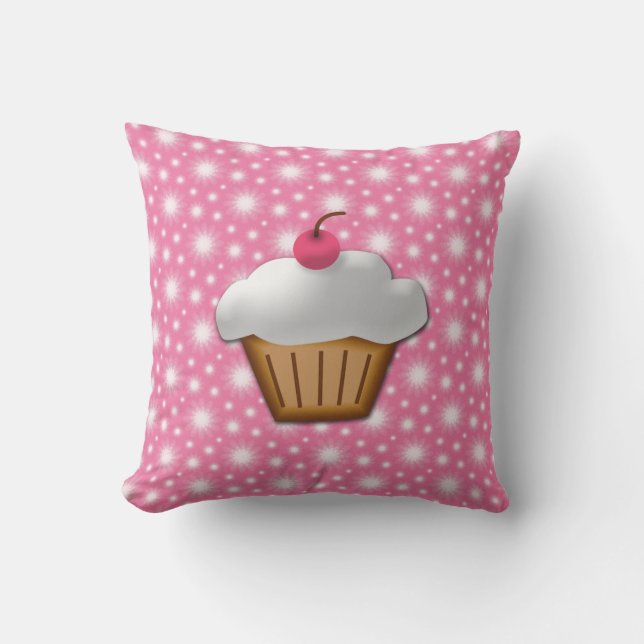Niedlich Pink Cherry Cupcake Kissen (Vorderseite)