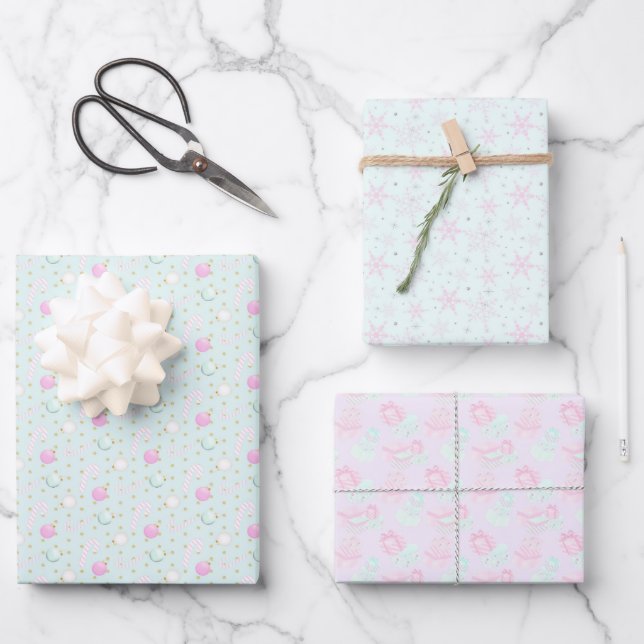 Niedlich Pink Christmas Geschenkpapier Set (Vorderseite)
