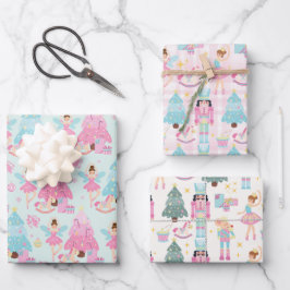 Niedlich Pink Christmas Nutcracker Ballerinas Geschenkpapier Set