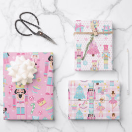 Niedlich Pink Christmas Nutcracker Ballet Geschenkpapier Set