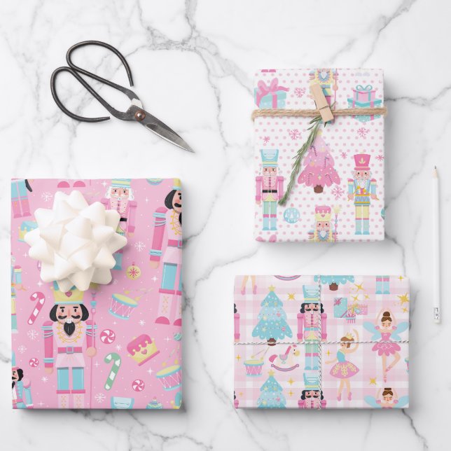 Niedlich Pink Christmas Nutcracker Ballet Geschenkpapier Set (Vorderseite)