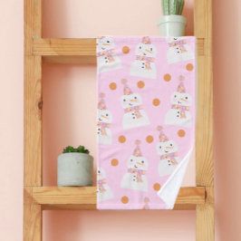Niedlich Pink Christmas Polka Dot Snowman Handtuch