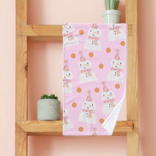 Niedlich Pink Christmas Polka Dot Snowman Handtuch