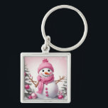 Niedlich Pink Christmas Snowman Schlüsselanhänger<br><div class="desc">Niedlich Pink Christmas Snowman</div>