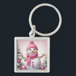 Niedlich Pink Christmas Snowman Schlüsselanhänger<br><div class="desc">Niedlich Pink Christmas Snowman</div>