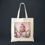 Niedlich Pink Christmas Snowman Tragetasche<br><div class="desc">Niedlich Pink Christmas Snowman</div>