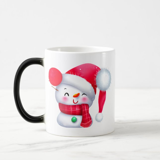 Niedlich Pink Christmas Snowman Verwandlungstasse (Links)