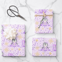 Niedlich Pink Christmas Sugarplum Pinguin Geschenkpapier Set