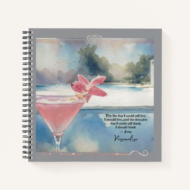 Niedlich Pink Cocktail Pool Jung Life Zitat Journa Notizbuch (Vorderseite)