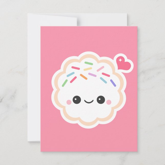 Niedlich Pink Cookie Geburtstagsparty Einladungen (Vorderseite)