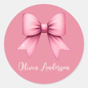 Niedlich Pink Coquette Bow Ästhetik Girl Runder Aufkleber