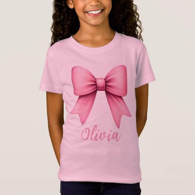 Niedlich Pink Coquette Bow Ästhetik Girl T-Shirt (Vorderseite)