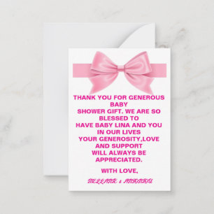 Niedlich Pink Coquette Bow Baby Girl Dusche Vielen Mitteilungskarte