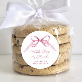 Niedlich Pink Coquette Bow Baby Girl Dusche Vielen Runder Aufkleber