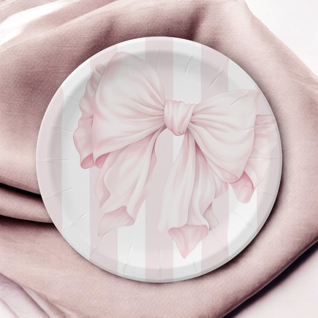 Niedlich Pink Coquette Bow Girl Babydusche Pappteller (Von Creator hochgeladen)