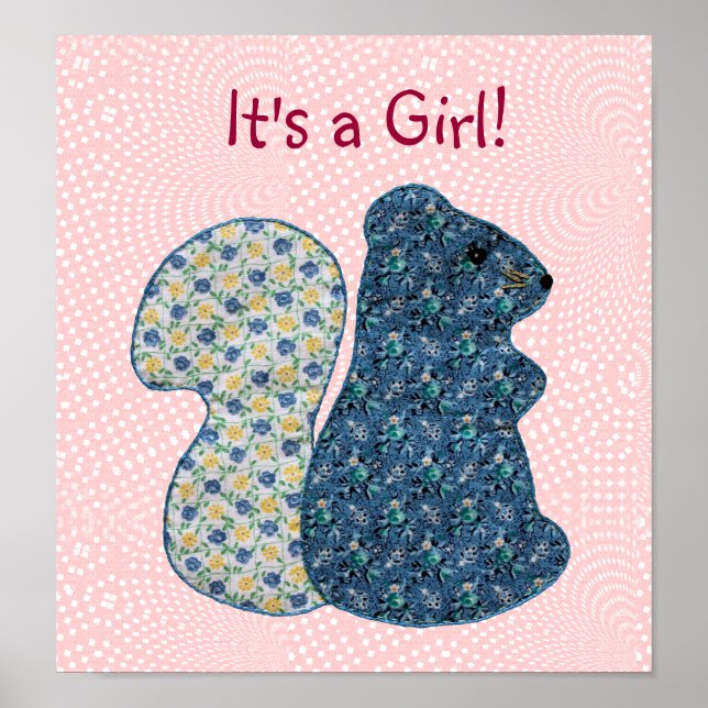 Niedlich Pink Country Style Eichhörnchen Baby Girl Poster (Vorne)