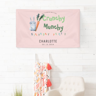 Niedlich Pink Crunchy Munchy Bunny Girl Geburtstag Banner