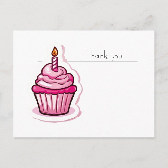 Niedlich Pink Cupcake Danke Postcard Postkarte (Vorderseite)