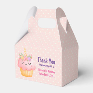 Niedlich Pink Cupcake Einhorn mit Rose Geburtstag Geschenkschachtel