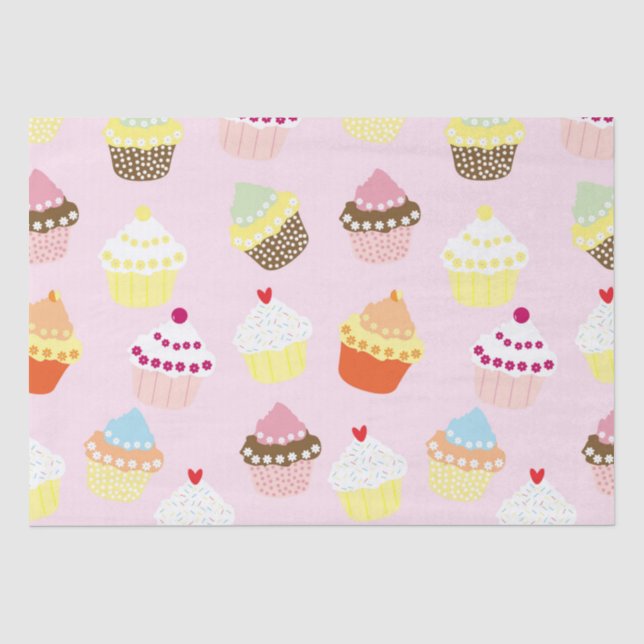 Niedlich Pink Cupcake Muster Geburtstag  Seidenpapier (Vorderseite)