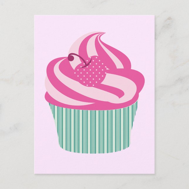 Niedlich Pink Cupcake Pastell Pink Postkarte (Vorderseite)