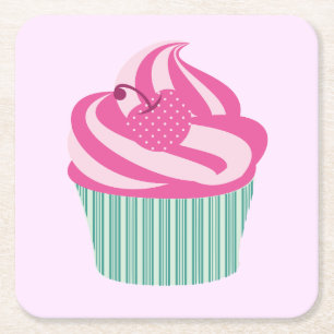 Niedlich Pink Cupcake Pastell Pink Rechteckiger Pappuntersetzer