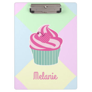Niedlich Pink Cupcake Pastellfarben Personalisiert Klemmbrett