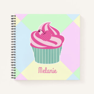 Niedlich Pink Cupcake Pastellfarben Personalisiert Notizbuch