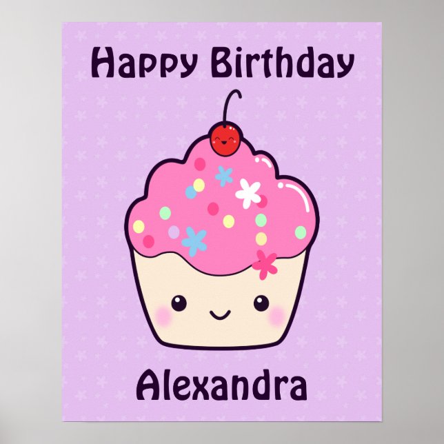 Niedlich Pink Cupcake Poster (Vorne)